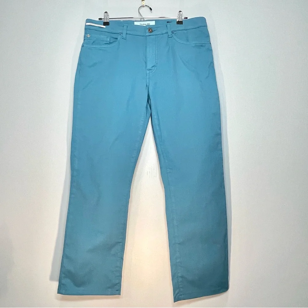 TALERIA ZED Men's Casual Straight Leg Teal Blue 5-Pocket Pants Size 36 x 27.5